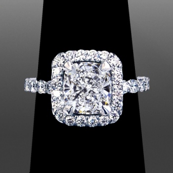 Winston Style Single Halo Cushion Cut